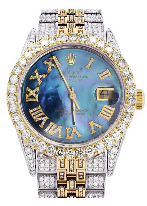 rolex iced out blue